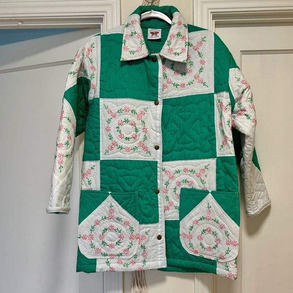 Psychic Outlaw Checkered Green Quilted Women's Jacket - Picture 2 of 6